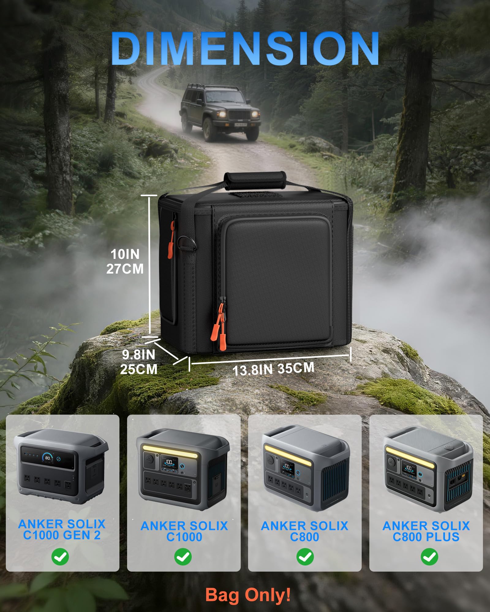 Hautton Borsa da trasporto per Anker SOLIX C1000/ C800/ C800 Plus Stazione Elettrica, Borsa di Protezione con Tracolla e Maniglia per Generatore Elettrico Portatile, Custodia per Power Station -Nero