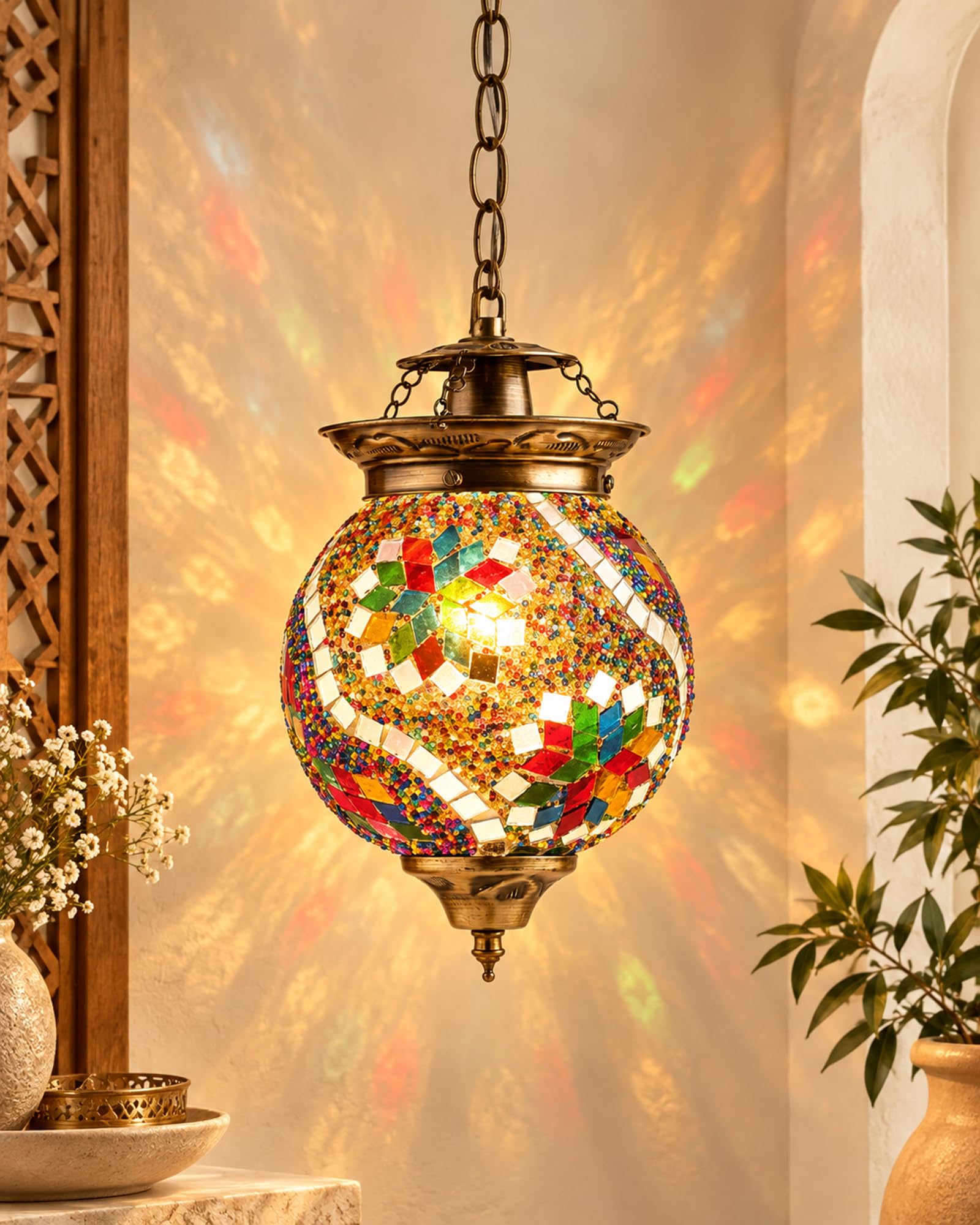 Handcrafted Mosaic Pendant Light - Turkish Moroccan Style -9