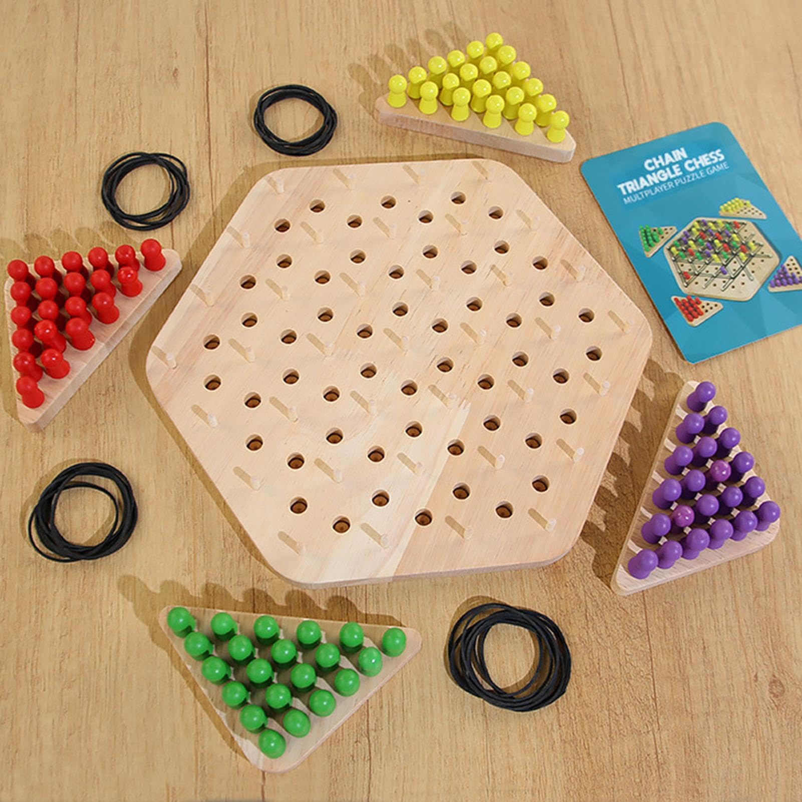 Chain Chess Game for Kids, Geometry Chain Chess Game, Fun Chess Game, Brain Teaser Strategy Game, Triangle Chess Game, Educational Strategy Board Game for 2-4 Players