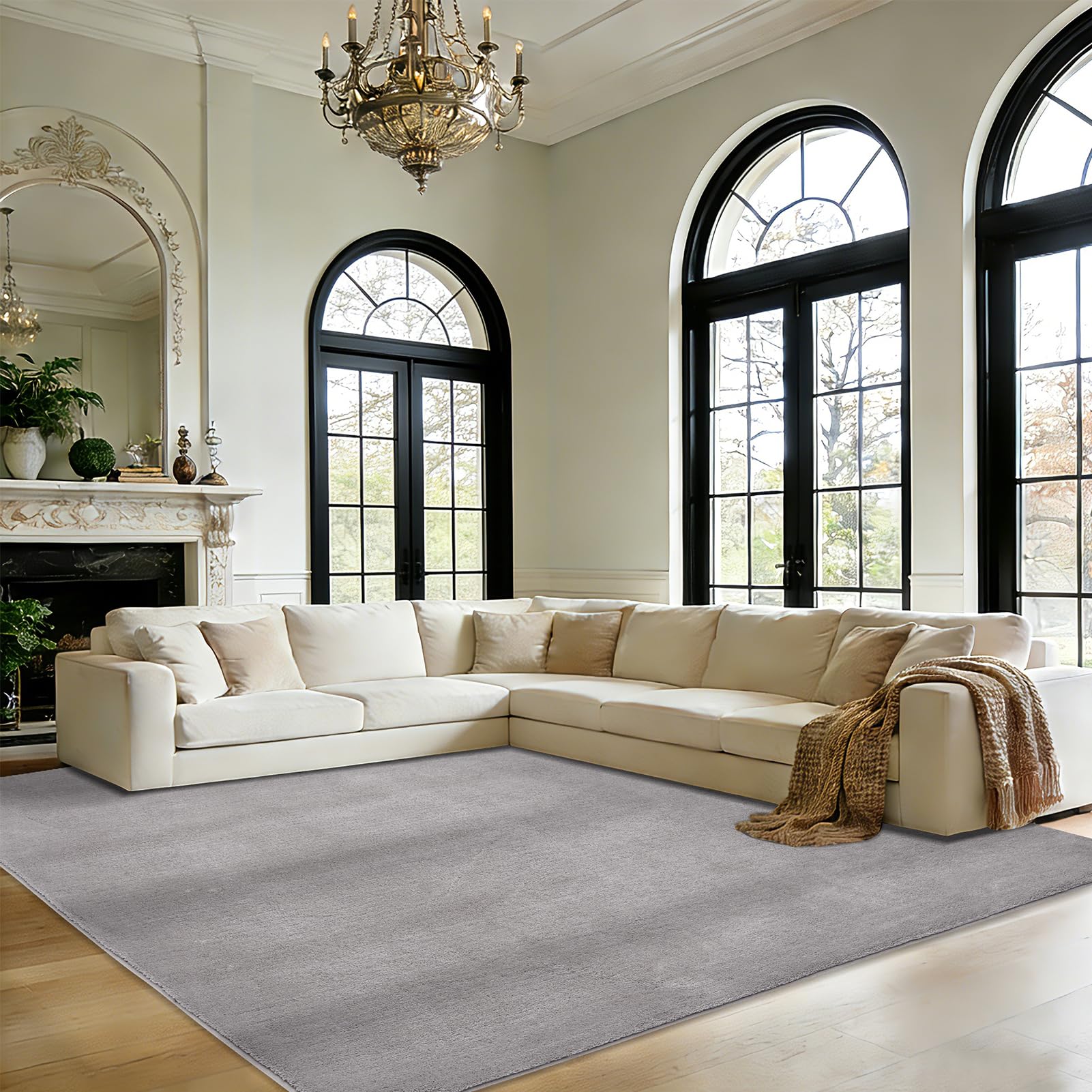 Novalife Teppich Kurzflor Teppich für Wohnzimmer,Weich Waschbarer & Anti-Rutsch Modern Shaggy Carpet für Schlafzimmer, Kinderzimmer