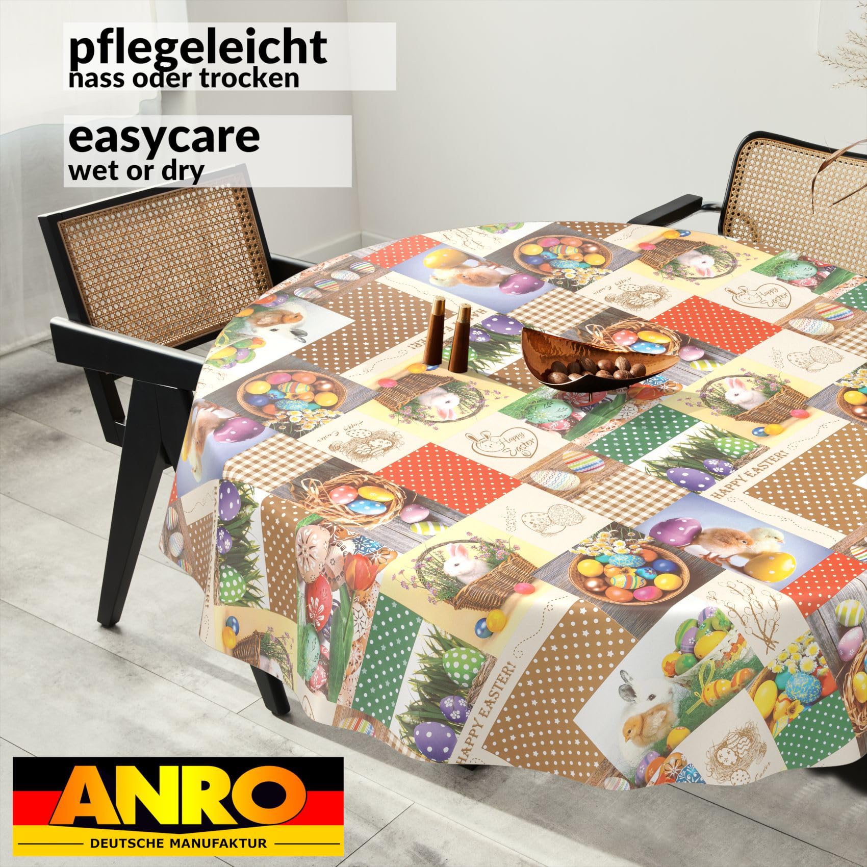 ANRO Ostara Oilcloth Tablecloth Washable Outdoor Indoor Round 140 cm Cutting Edge, 55.1 inch (Round) - Image 4