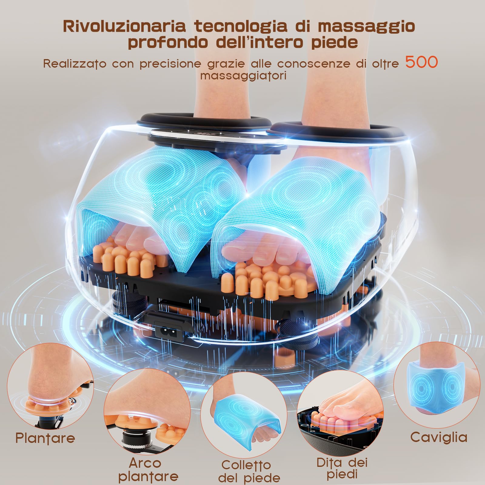 Massaggiatore Plantare Shiatsu Riscaldato, Fino a EU 46 | Compressione d'Aria, Telecomando, Modalità Multiple, Per Ufficio e Relax a Casa