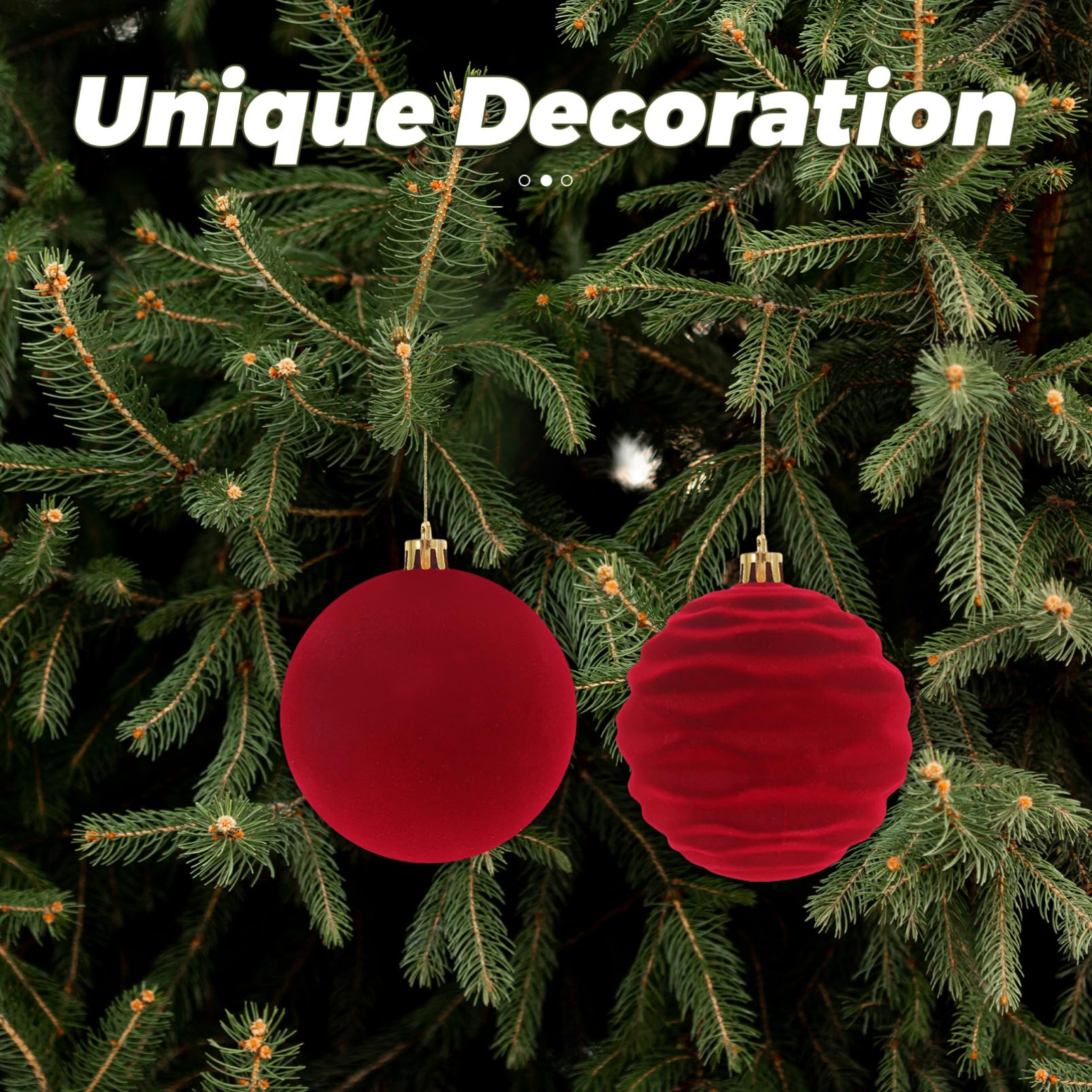 PartyKindom 12stücke Beflockte Christbaumkugeln Rot und Grün Dekorative Weihnachtsbaumkugeln als Hängekugeln für Weihnachtsdeko