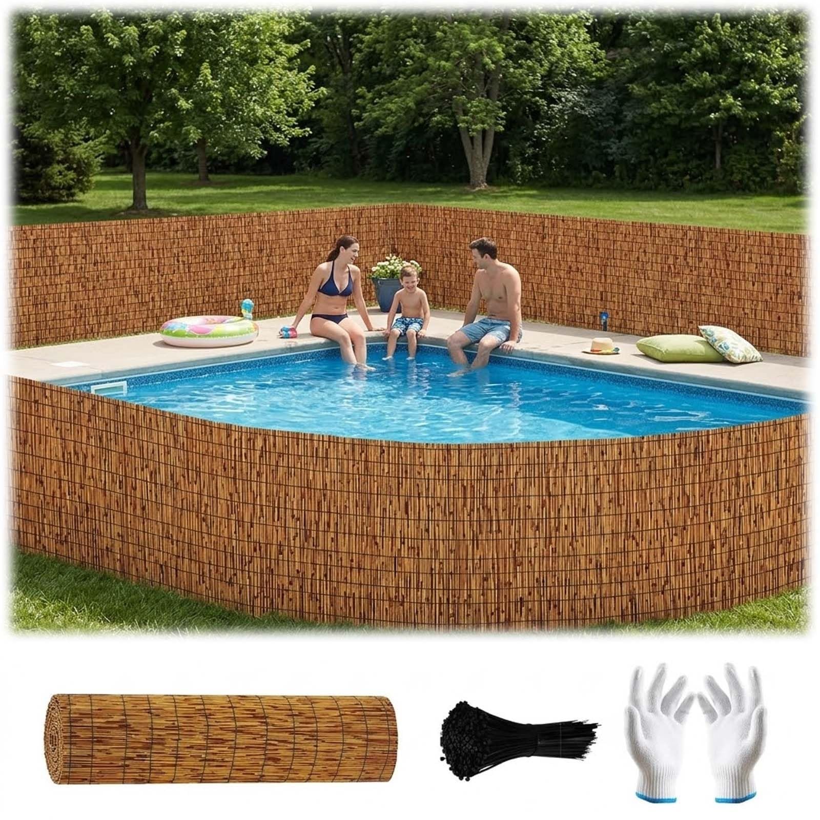 Pantalla de Privacidad de Cañizo Natural y Bambú 0.8 1 1.2 1.6m Valla de Ocultación for Jardín y Balcón, Rollo Cortavientos y Sombreo for Terraza Exterior(Natural,100x1000cm)