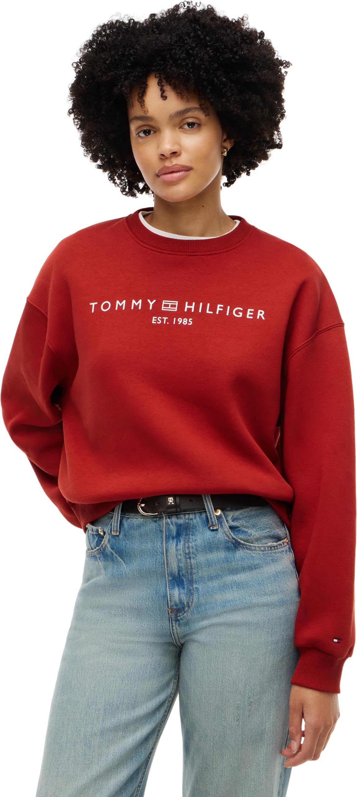Tommy Hilfiger Damen Sweatshirt Corp Logo Relaxed Fit, Rot (Dark Magma), M