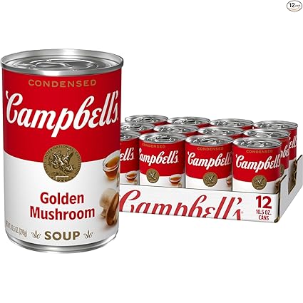 12-Pack 10.5-Oz Campbell's Condensed Soup (Golden Mushroom) at Amazon (63¢ each)