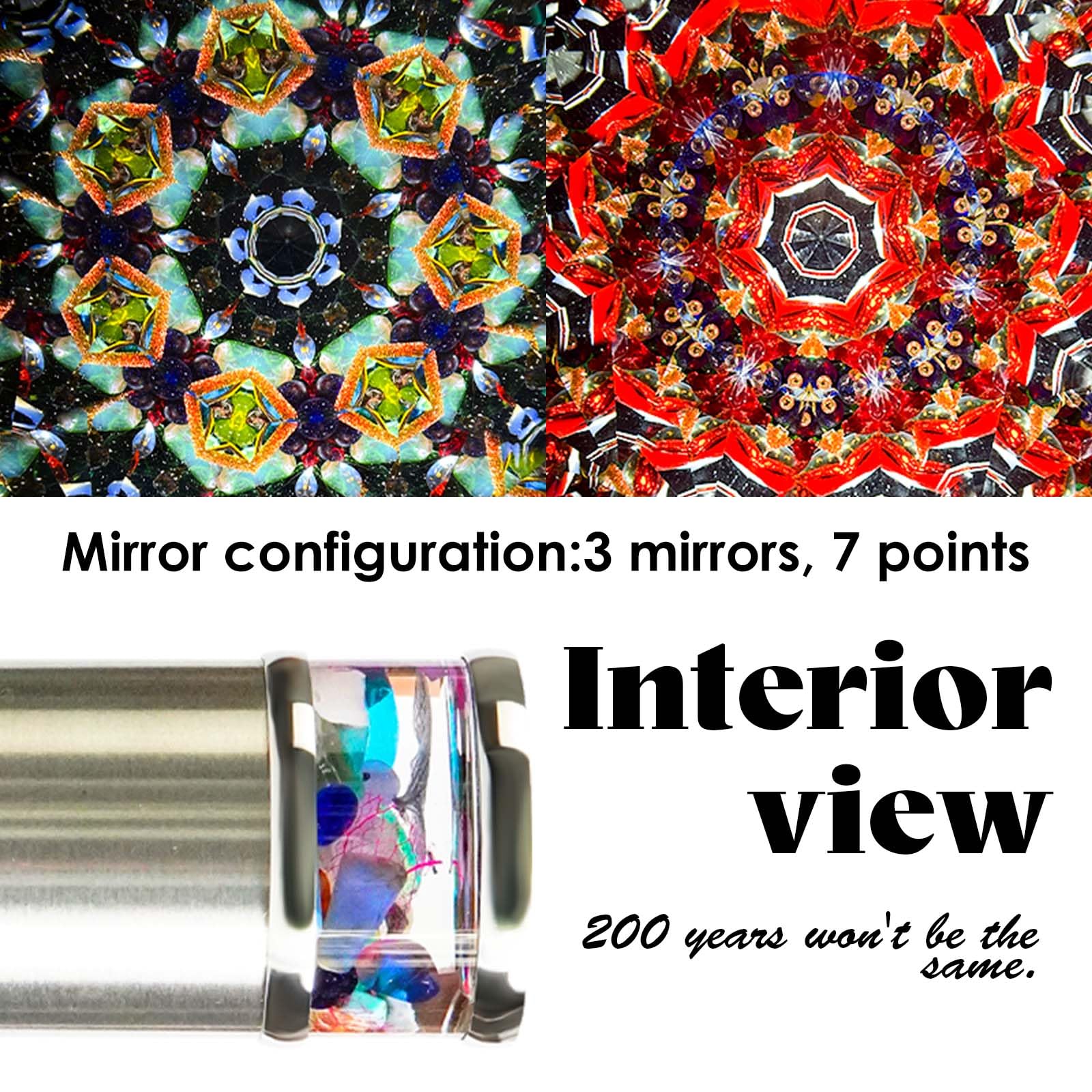 Classic Stainless Steel Handmade Kaleidoscope, with Natural Agates Crystals and Healing Stones Core Box, 5.3” Knight Full Screen Effect Kaleidoscope for Adults, Anniversary Birthday Gift for Man