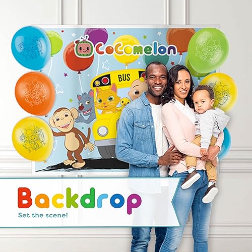 Miniatura 3 de CoComelon - Suministros para fiestas de cumpleaños de CoComelon | Fondo de CoComelon | Decoración de fiesta CoComelon para niñas y niños 1er 2do