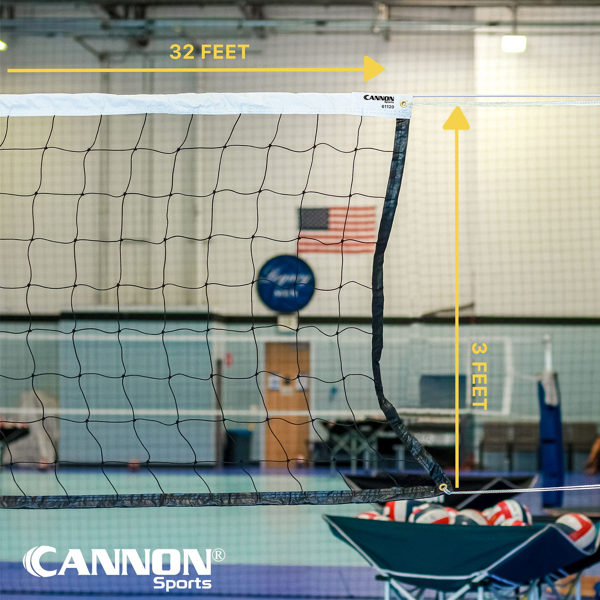 Cannon Sports Siatka do siatkówki zawodowej 9,8 m z linką stalową powlekaną winylem