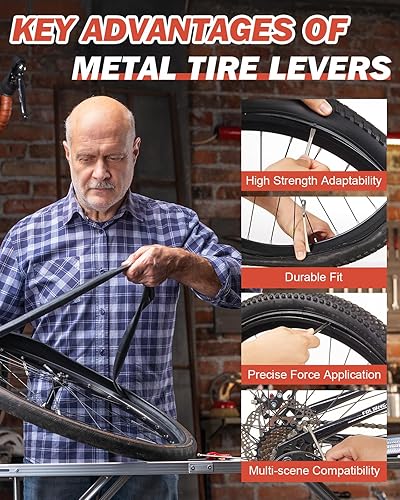 Miniatura 2 de Zacro Bike Tire Repair Kit with Stainless Steel Levers, Bicycle Inner Tube Puncture Patch Kit for MTB E-Bike BMX Scooter