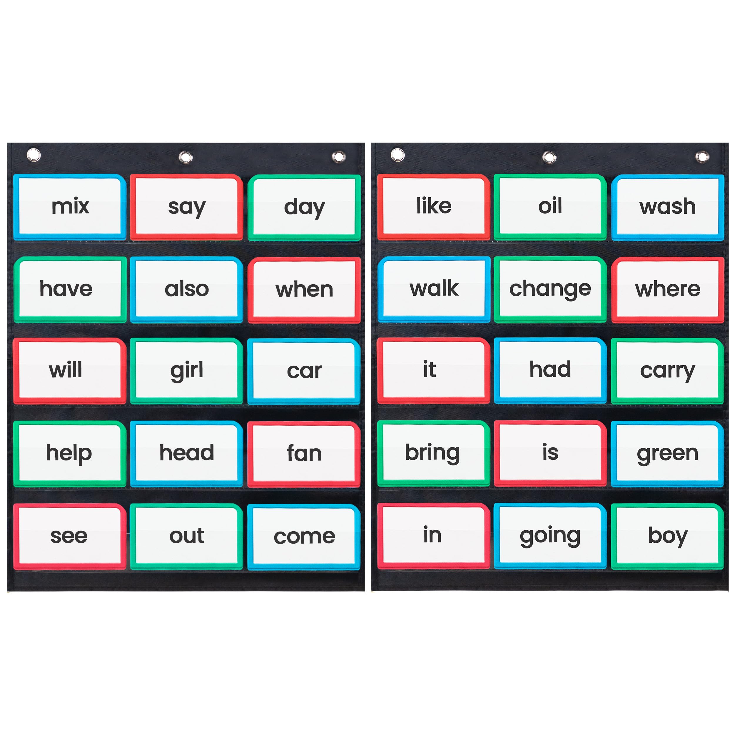 2 Pack, 17" Wide x 22" Tall Pocket Chart, Black - Sturdy Pocket Chart for Classroom for Sentence Strips - Easy to Use & Hang, Reusable Black Pocket Chart