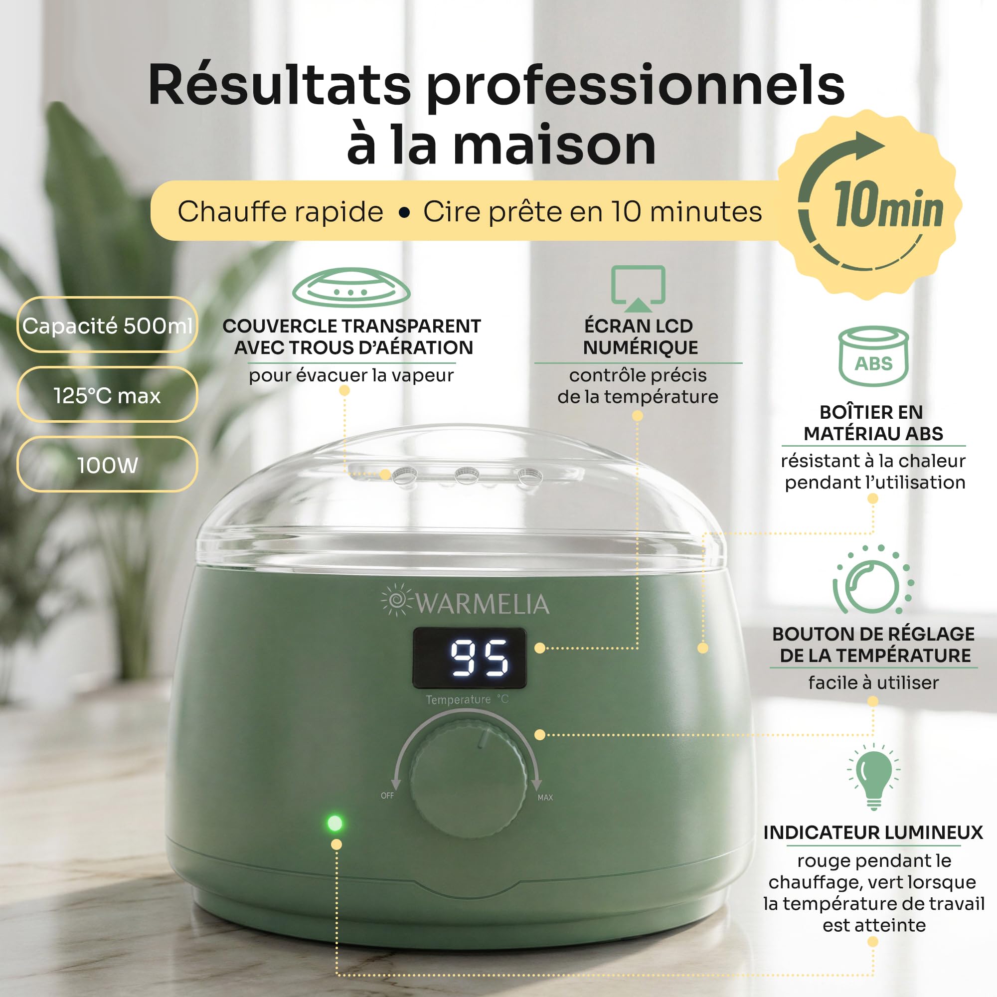 Kit Chauffe-Cire Épilation 2-en-1 avec Mini Chauffe-Cire Visage