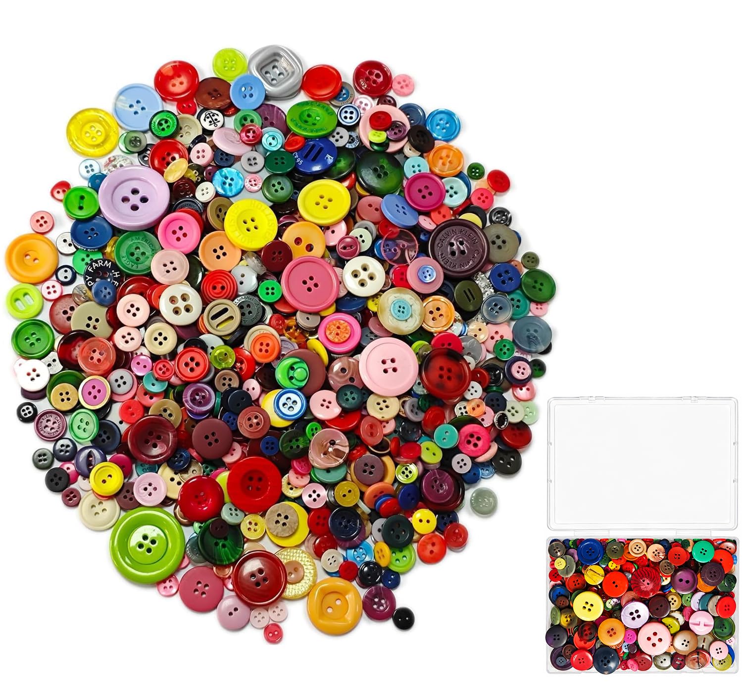 400Pcs Mixed Style Resin Buttons, Multiple Shapes, Mixed Colors Hand Sewing Craft with Clear Storage Box, DIY Crafts, Kids Handmade Button Painting,Easter Eggs,DIY Handmade Decoration (0.7-4cm)