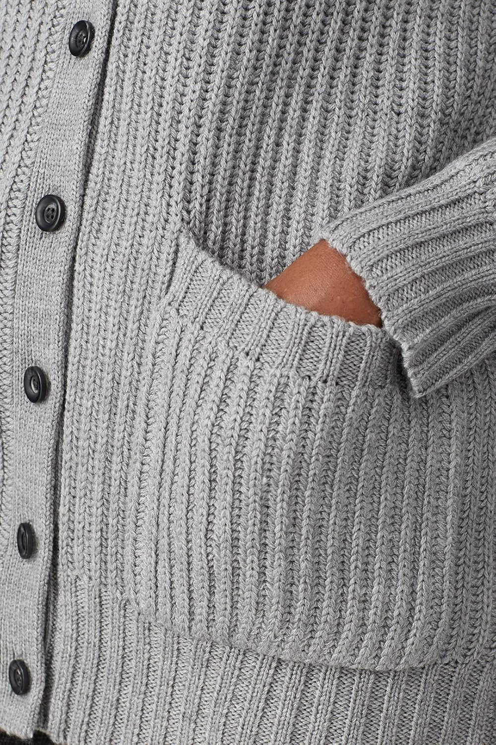 Womens Grey Cable Knit Cardigan - Image 5