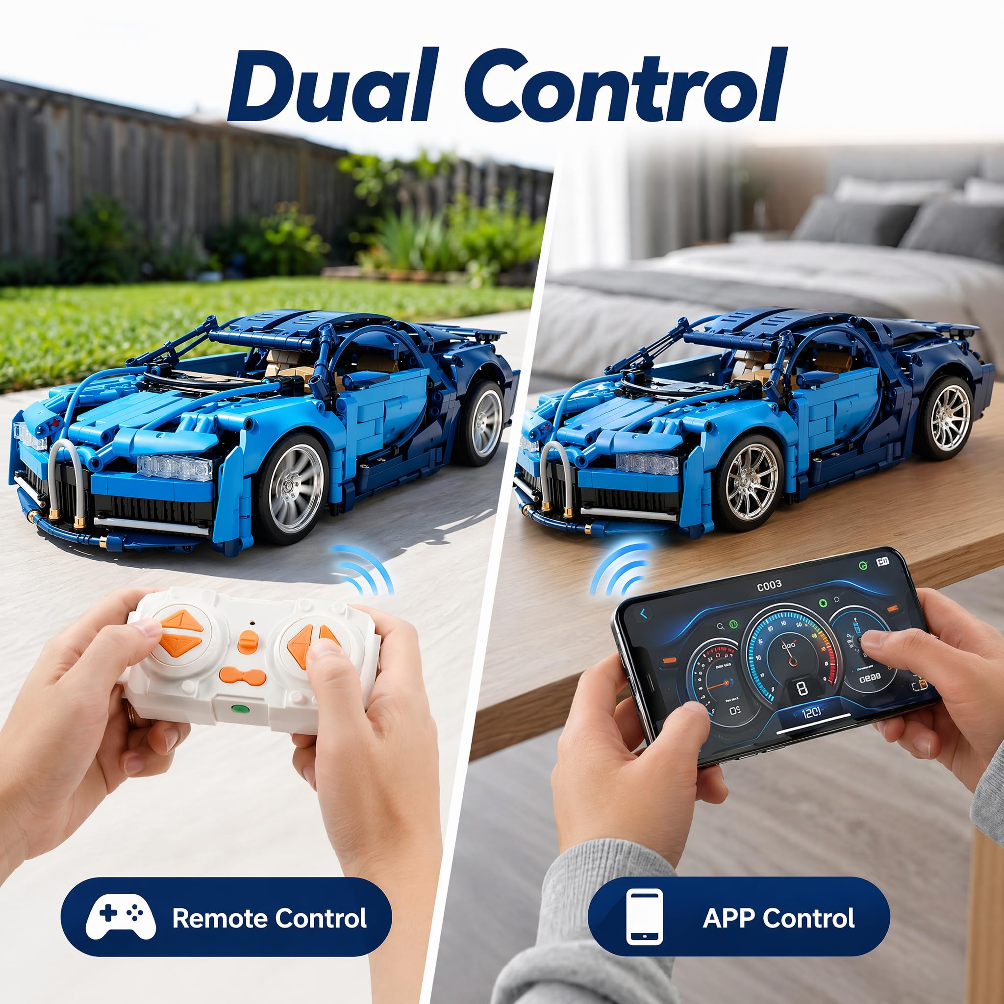 auto RC, auto telecomandata, 1:14 con LED Modello Kit | Auto RC: luci LED, sterzo funzionale, parti motorizzate e cofano mobile; costruzione in famiglia, guida indoor, esposizione
