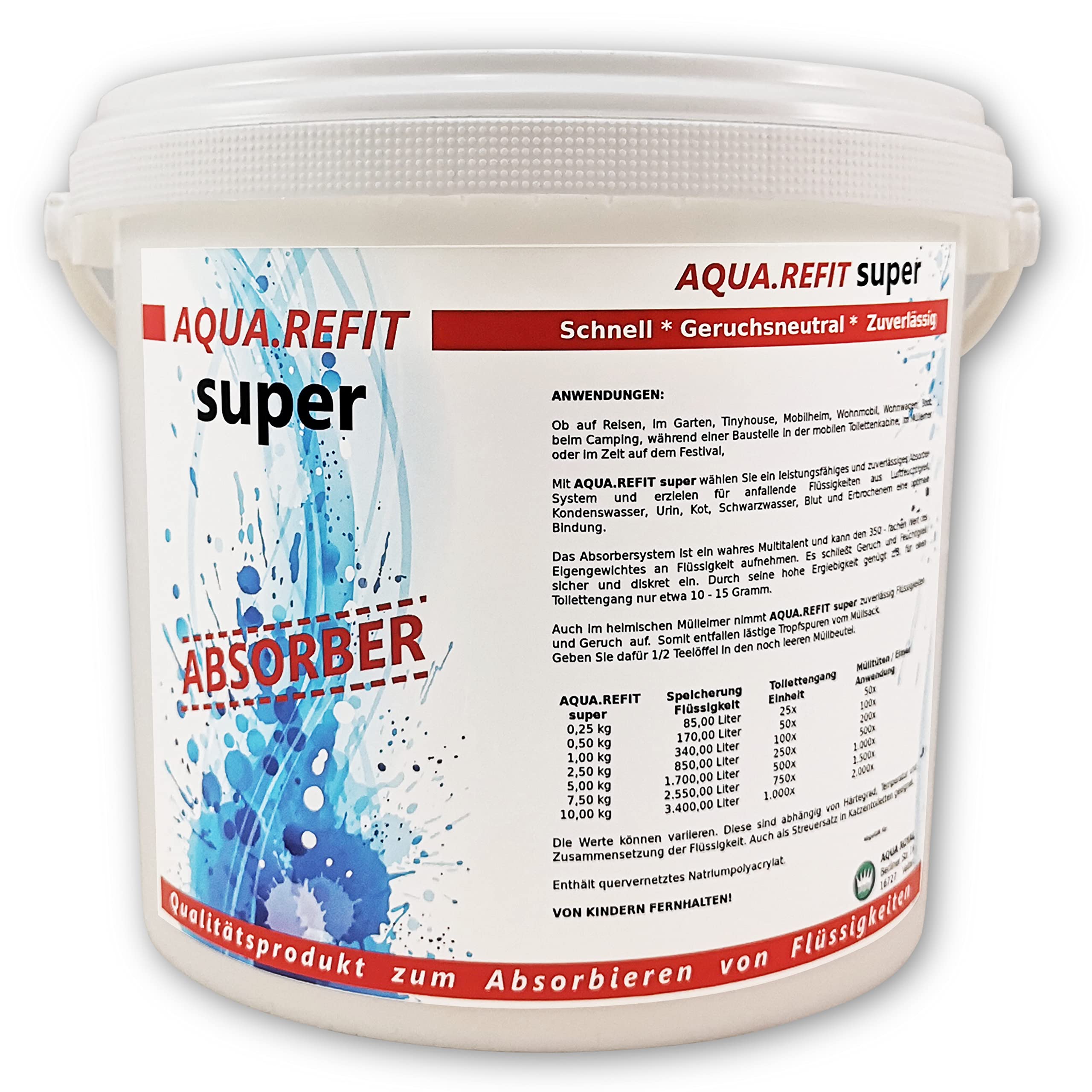 Super Absorber Aufsaugen Wohnmobil Camping Toilette Chemie WC Boot Festival Zelten Urinal Urin KOT Flüssigkeit (7,5 kg) 11,98 €/kg