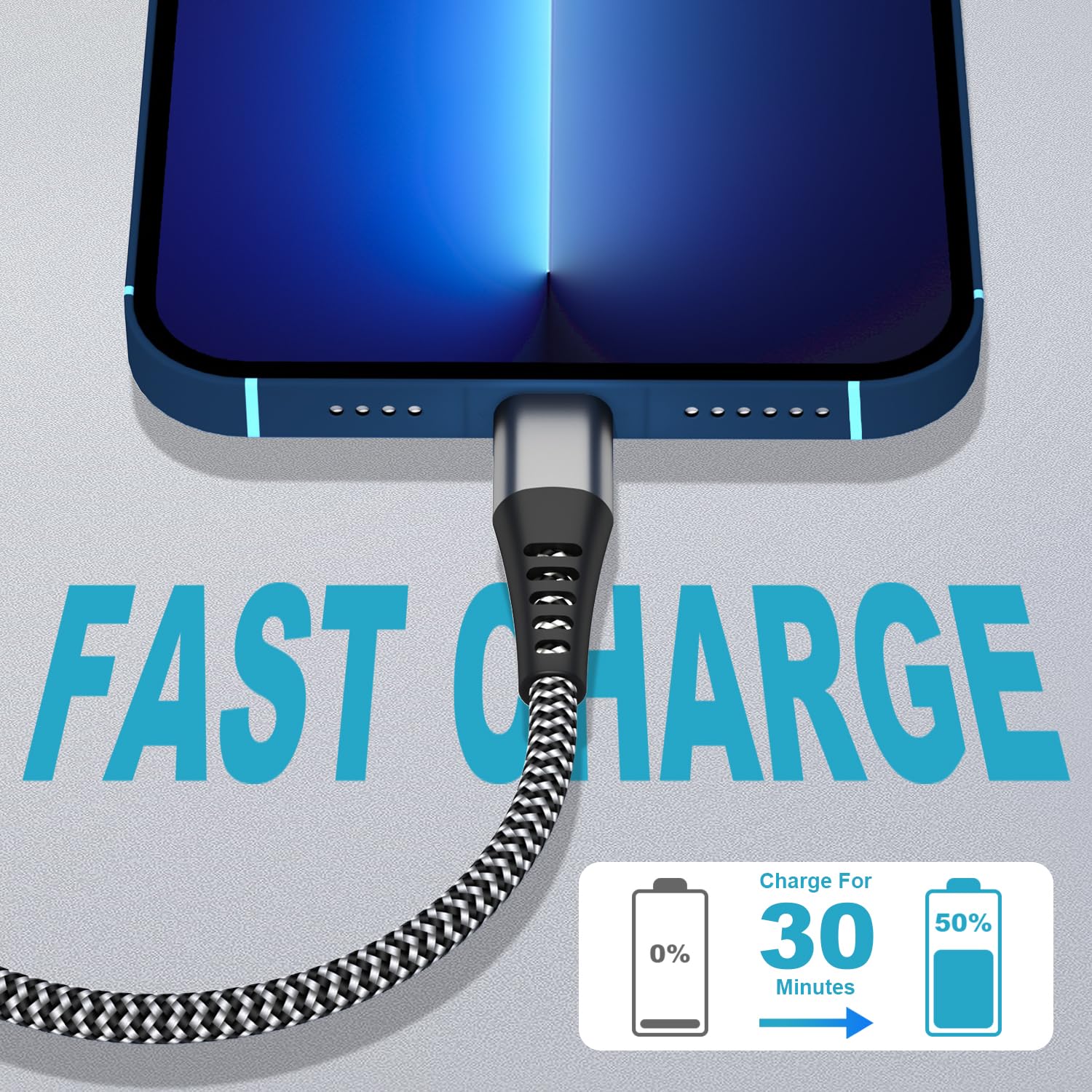 Cavo IPhone Corto YEONPHOM 2Pack 30cm - Lightning USB MFi, Nylon Intrecciato, Ricarica Rapida 3A