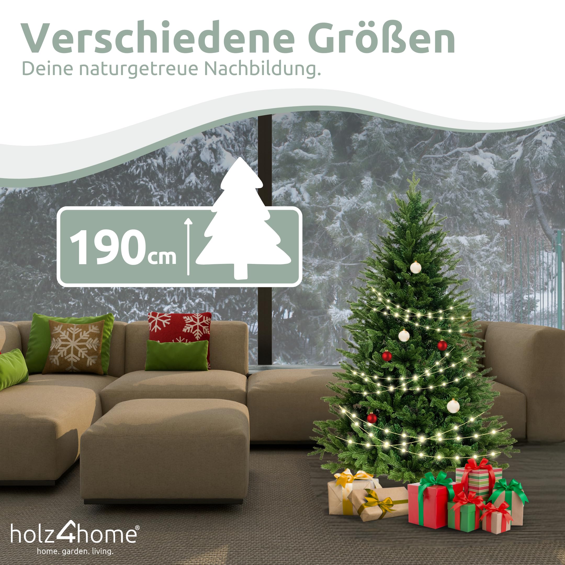 Amazon.de: holz4home Knstlicher Weihnachtsbaum I Tannenbaum mit  Spritzguss Spitzen I Premium Naturgetreue Weihnachtsdeko Christbaum (190 cm)