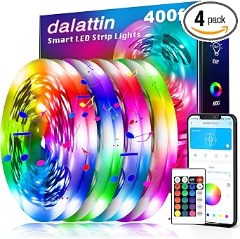 dalattin Led Lights for Bedroom 400ft, Smart Led Strip Lights with App Control Remote, RGB LED Light Strips, 24V Led Strip Lights for Room and Holiday Decoration4 Rolls of 100ft