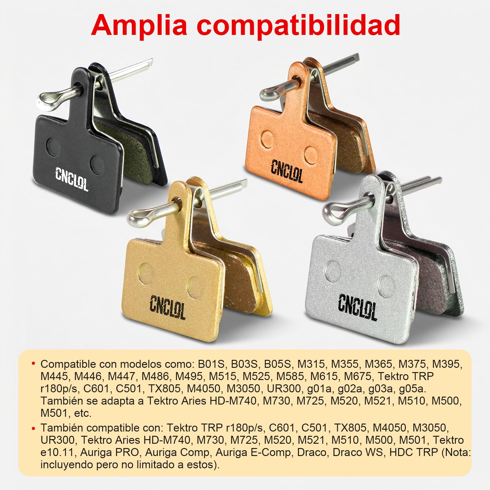 Pastillas de Freno para Shimano B01s B03s B05s,Pastillas Freno Bicicleta MTB para TRP Tektro Deore M315 M355 M395 M445 M446 M447 M515 M525 M575 r180p/s.organicas Resina/semimetalicas/metalico - 5