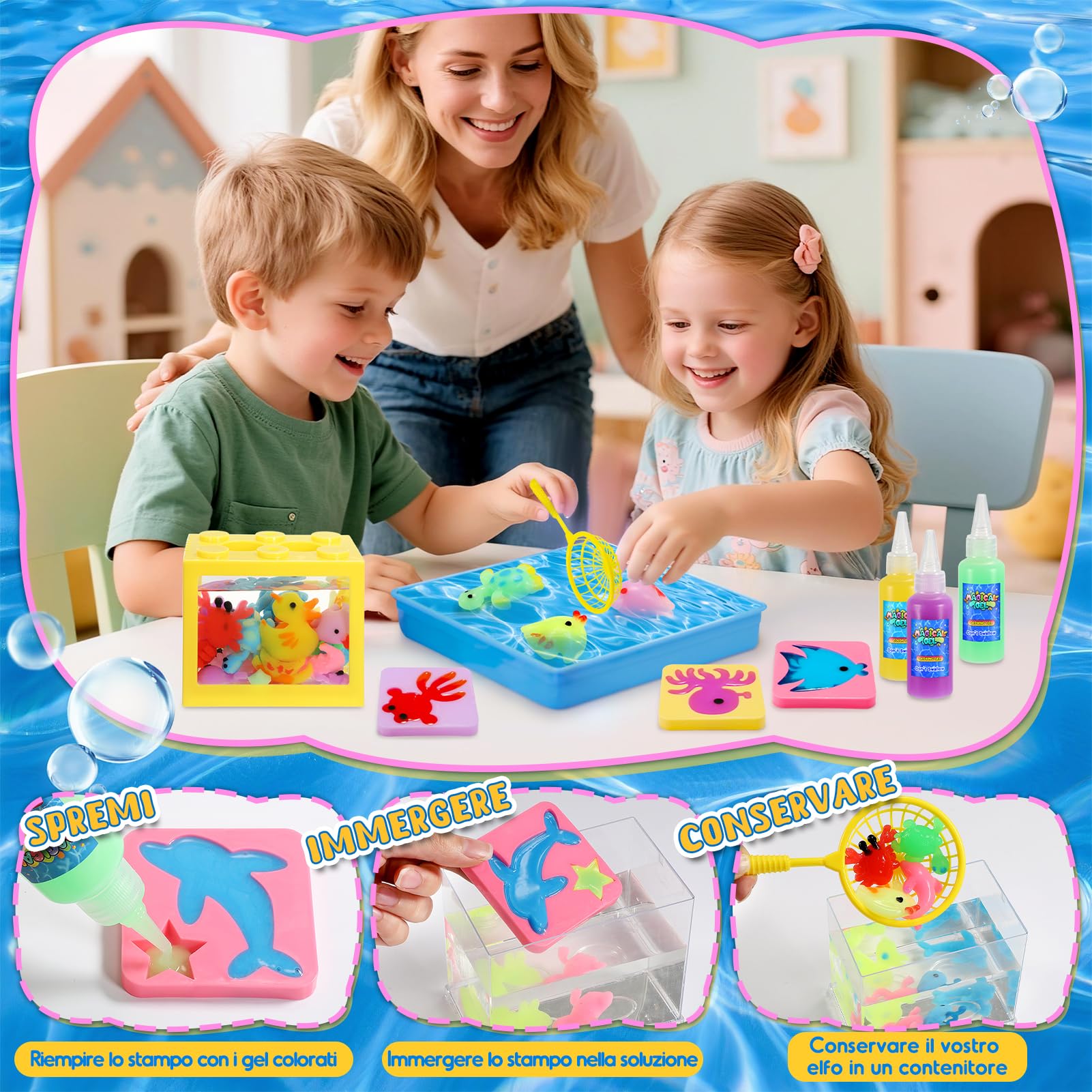 Wootoyz Magico Water Elfo, Kit Gel Acqua Bambini Giochi Bambina Bambino 4 5 7 8 Anni Regalo Bambina Bambino 4 5 6 7 8 Anni Creativi Giocattolo Educativo Kit Pittura Bambini con 12 Colori e 12 Forme