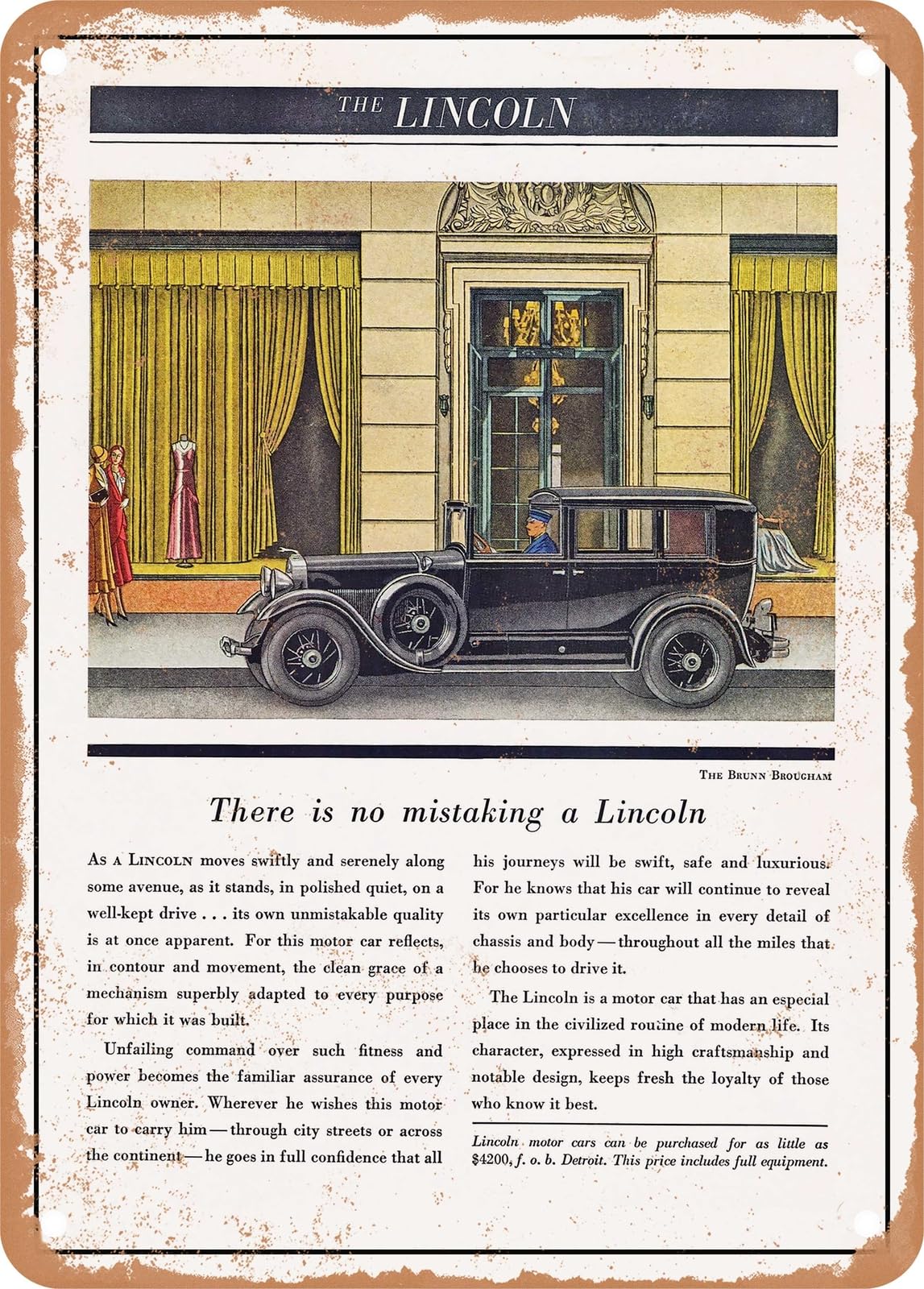 METAL SIGN - 1930 Lincoln Brunn Brougham Vintage Ad home decor