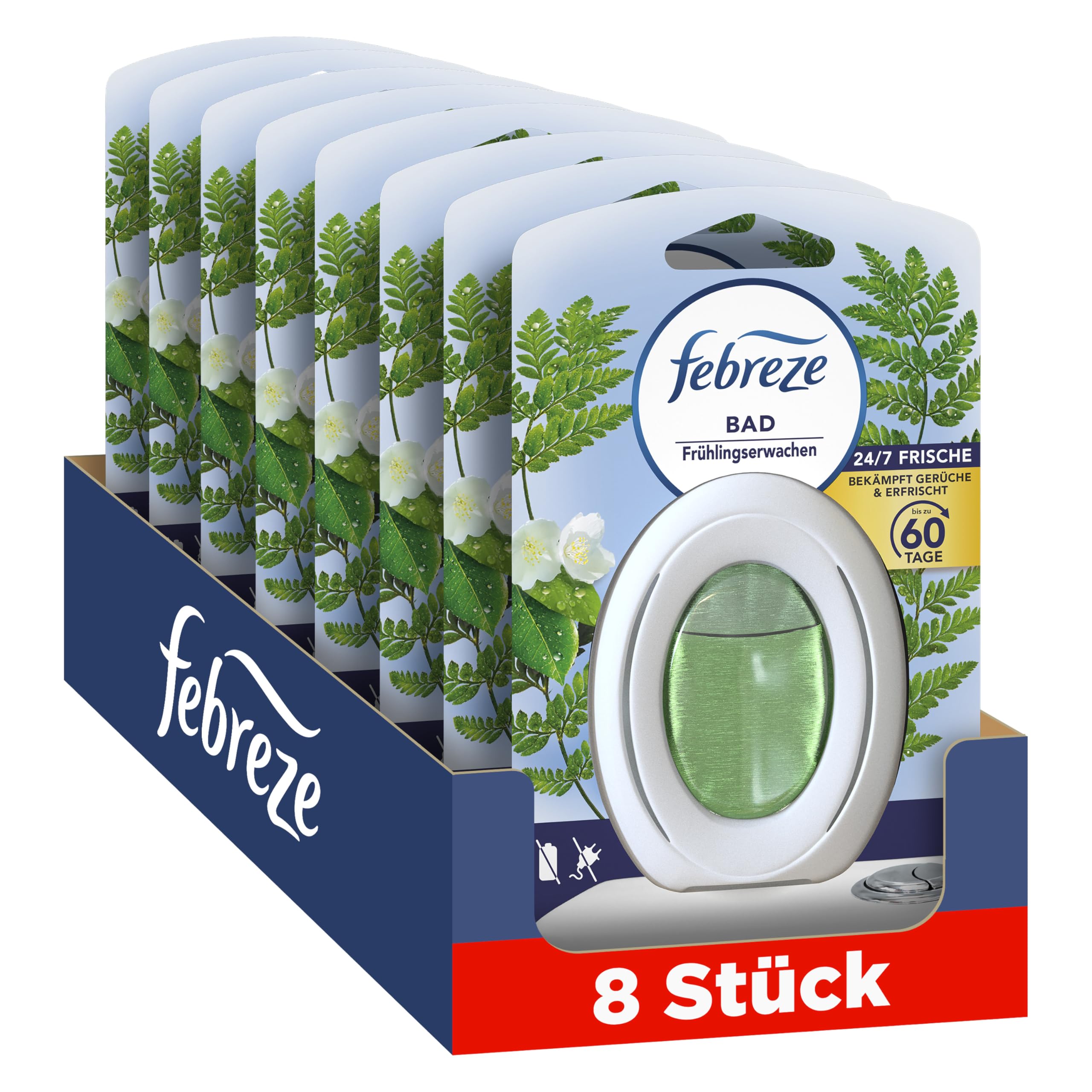 Febreze Frühlingserwachen Bad Lufterfrischer 8x, kontinuierliche Geruchsbekämpfung und -verhinderung