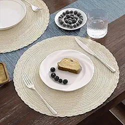 Kit 8 Peças Sousplat Redondo Jogo Americano Bege 38x38cm (8)