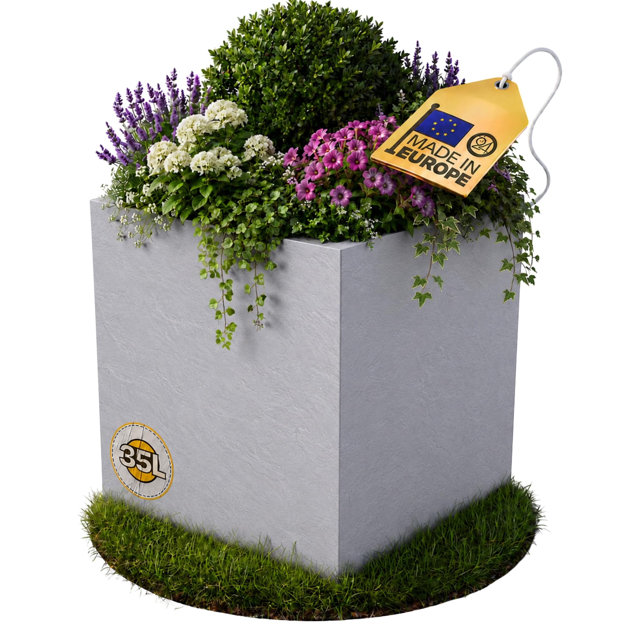 Ondis24 Pot de fleurs avec réservoir d'eau Vulkan 40, résistant à l'hiver (Gris clair)