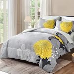 Yiran Taupe Ensemble de confort brun taille Reine,7 Pièces Lit dans un sac Floral Comforter,Logiciel de lit en microfibre pour toutes les saisons,90"×90"