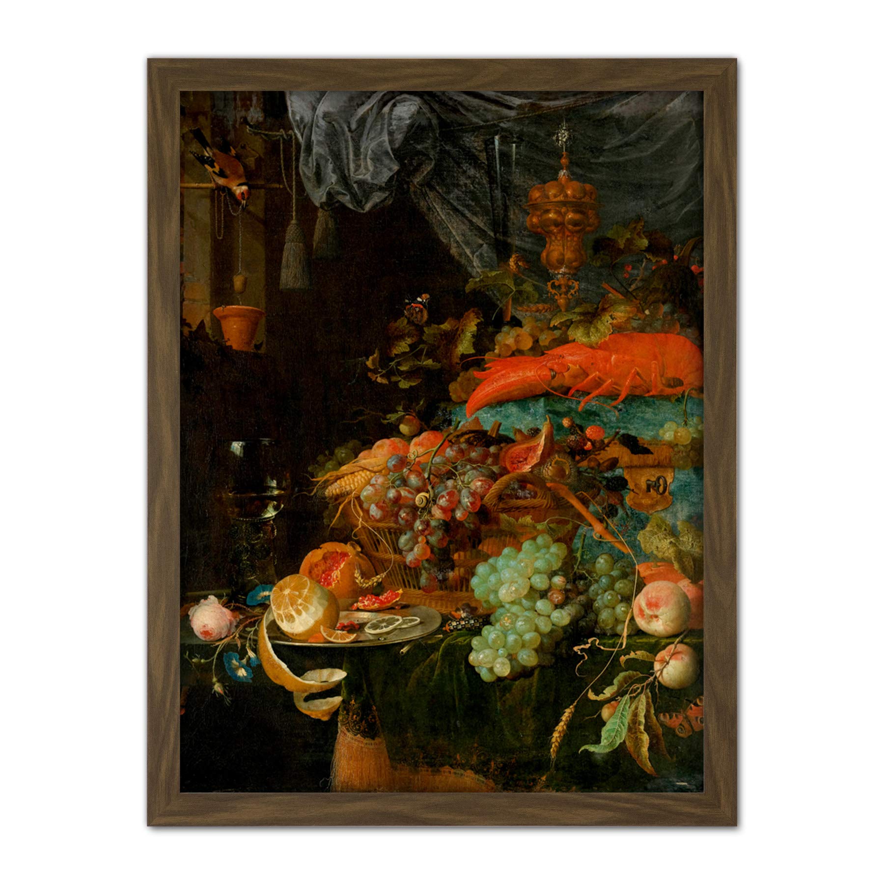 Artery8 Mignon Still Life With Fruit Goldfinch Painting Artwork Framed Wall Art Print 18X24 Inch