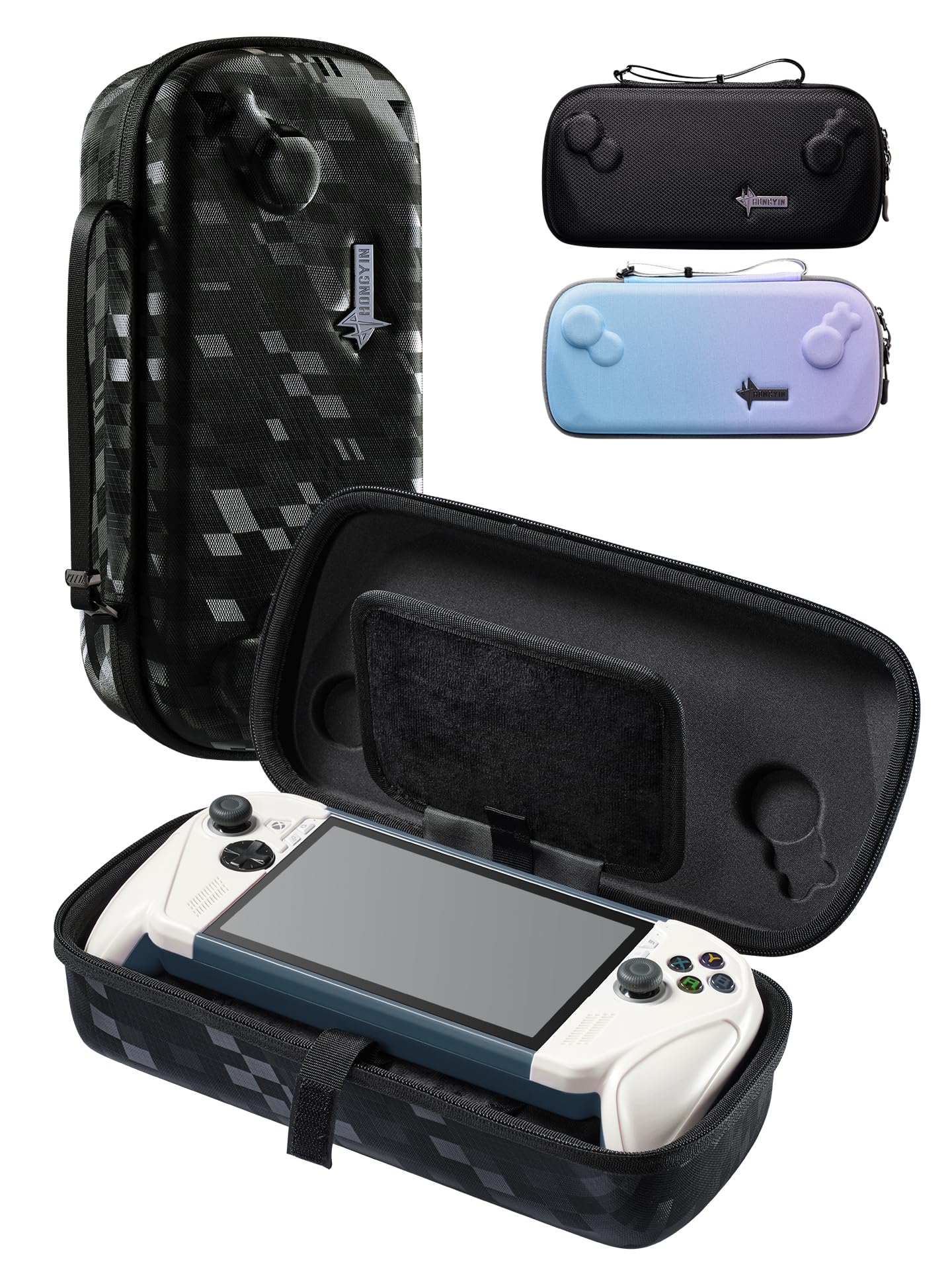 UYIYE Custodia da trasporto per Xbox Ally/Xbox Ally X (2025) a due piani, guscio rigido protettivo, borsa da viaggio portatile a doppio strato adatta per adattatore, cavo e accessori nero grigio