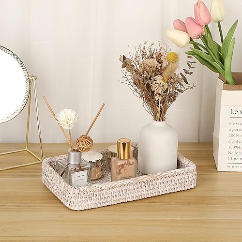 Miniatura 4 de Sumnacon Bandeja de Tocador de Baño de Ratán de 10 Pulgadas - Bandeja Decorativa de Ratán para Tanque de Inodoro para Toalla de Mano de Papel, Cesta