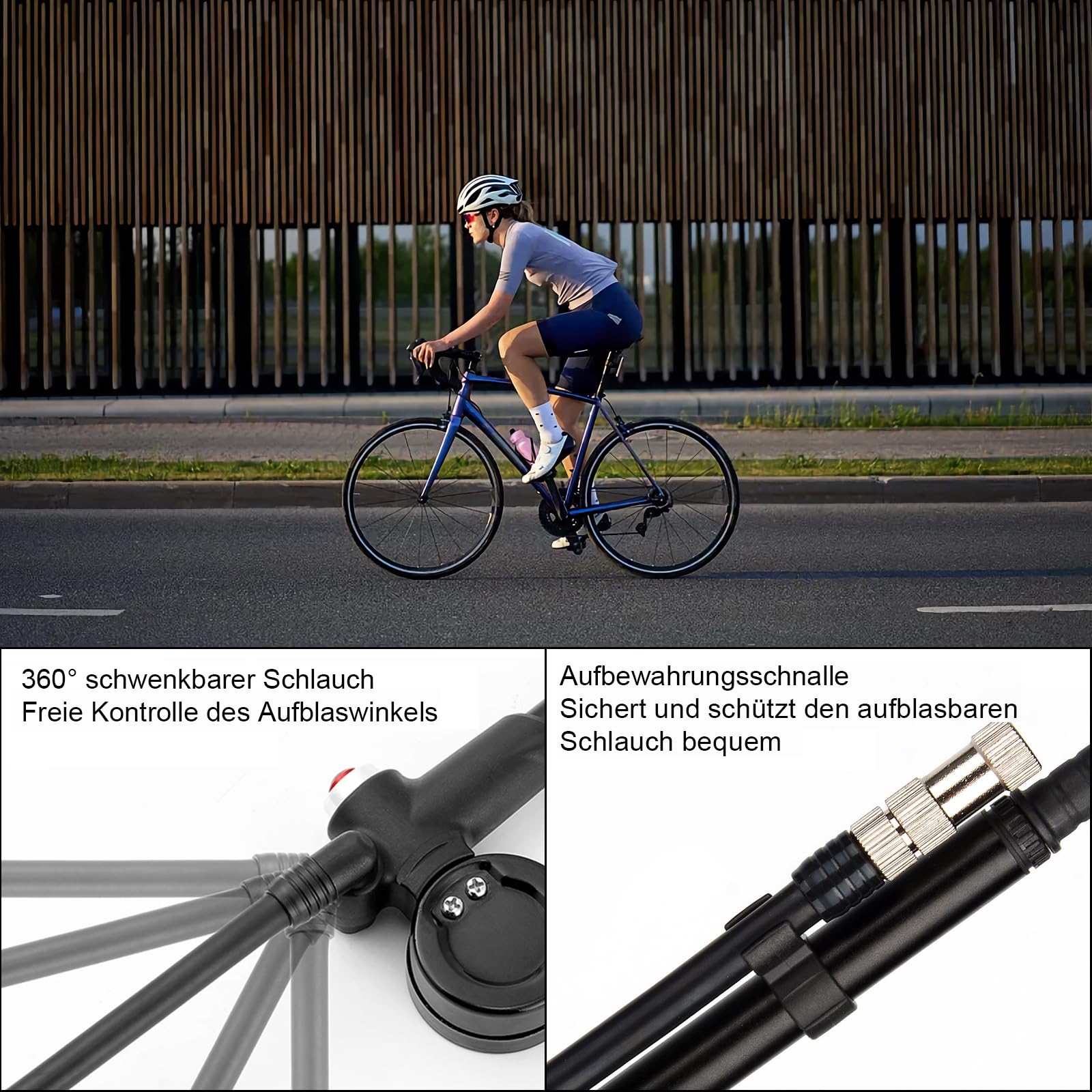 Pompe Haute Pression VTT 3 en 1 – Jusqu’à 300 PSI – Pompe à Fourche, Suspension Arrière et Pneus – avec Manomètre Précis, Bouton de Purge et Tuyau Rotatif – Pompe Portable en Aluminium