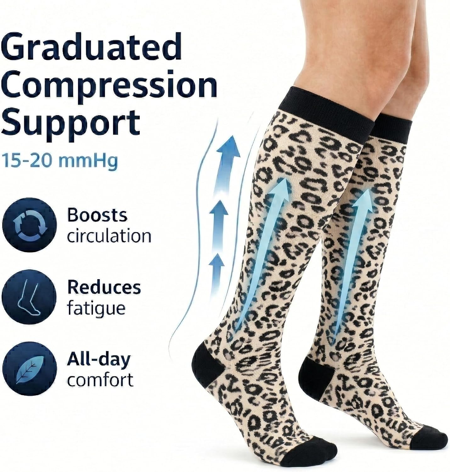 COUVER Compression Socks for Men & Women - Graduated Athletic Sport Compression Socks for Running, Gym & Recovery, 1 Pair