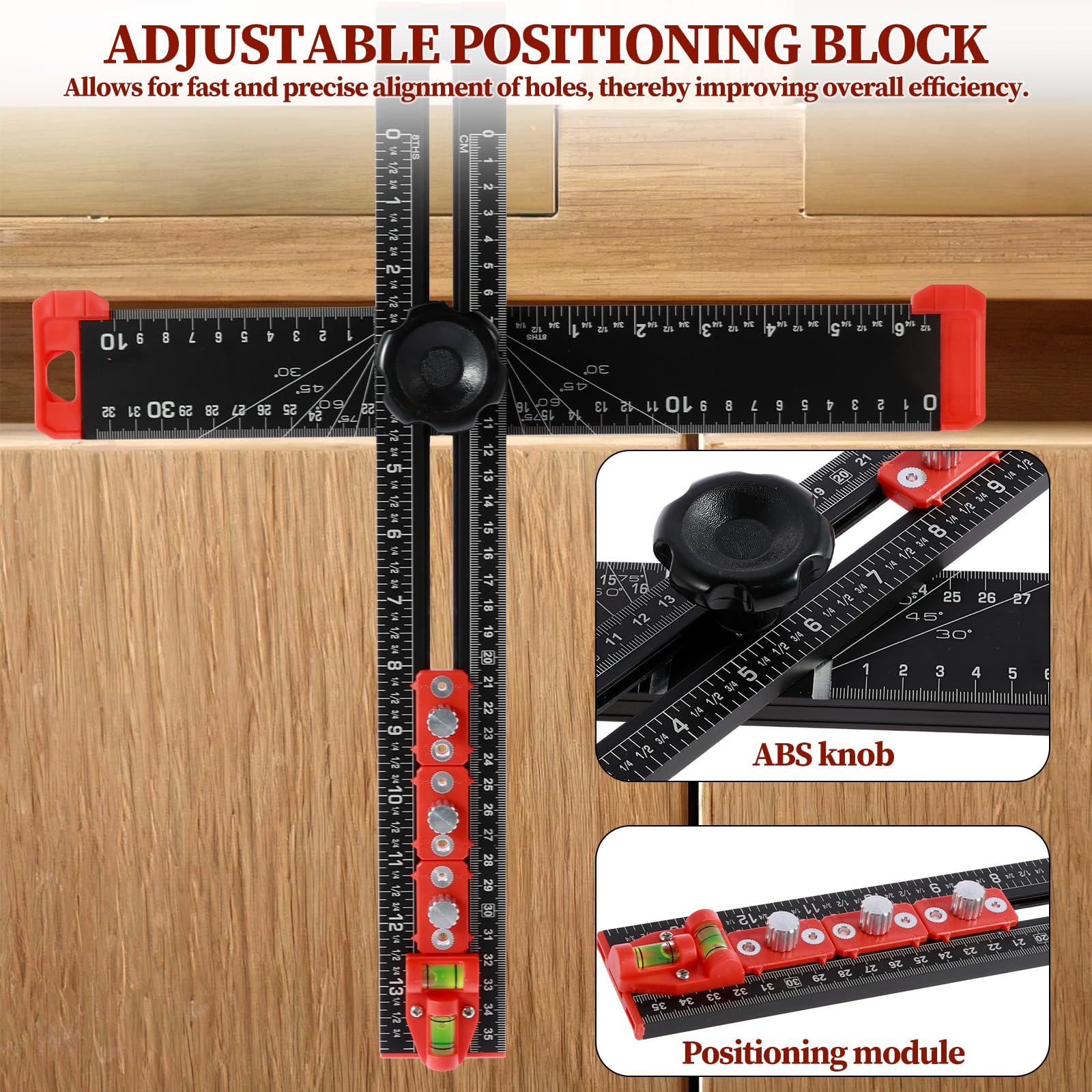 4 In 1 Drilling Positioning Ruler T Square Ruler For Wood Work Layout