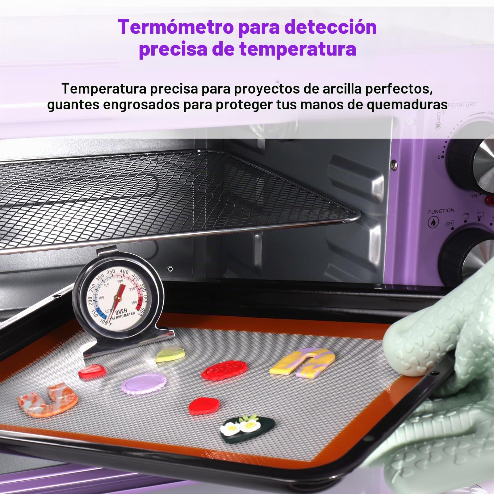 Horno de arcilla polimérica de 25 cuartos con tiempo y temperatura ajustables, horno eléctrico de gran capacidad para hornear arcilla, herramientas de arcilla polimérica, incluye bandeja, estante de