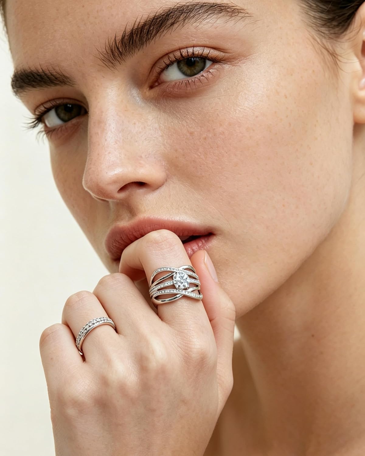 Criss Cross Engagement Ring for Women Rhodium plated 5A Cubic Zirconia Eternity Statement Wedding Band Infinity Promise Anniversary Jewelry Size 6-9