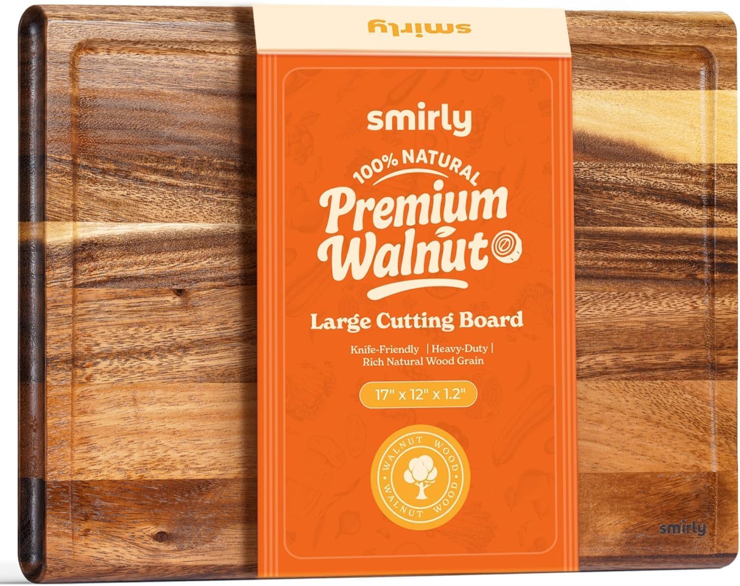 SMIRLY Butcher Block Large Extra Large Walnut Wood End Grain Cutting Chopping Board for Kitchen