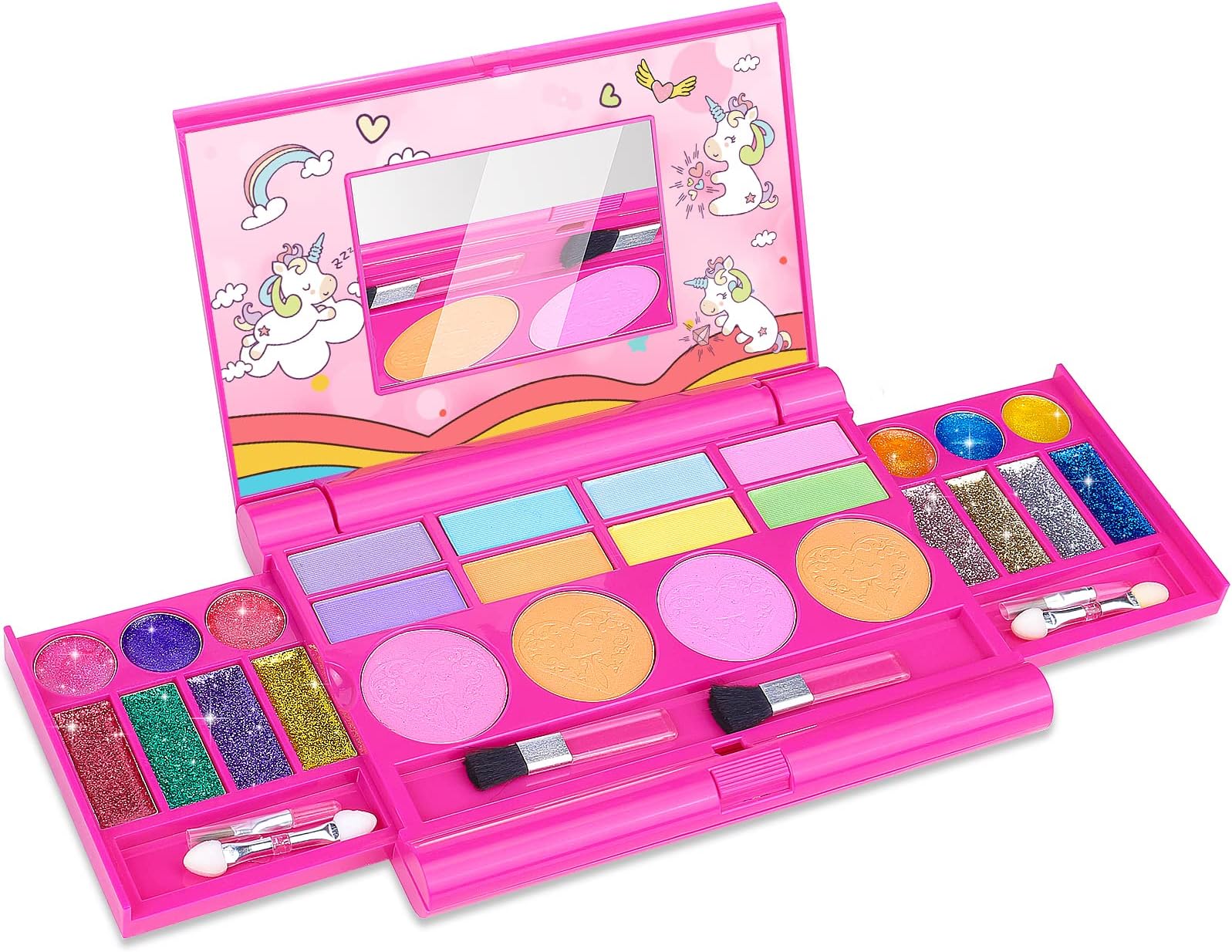 Tomons Kids Washable Makeup Kit, Fold Out Makeup Palette with Mirror, Make Up Toy Cosmetic Kit Gifts for Girls - Safety Tested- Non Toxic