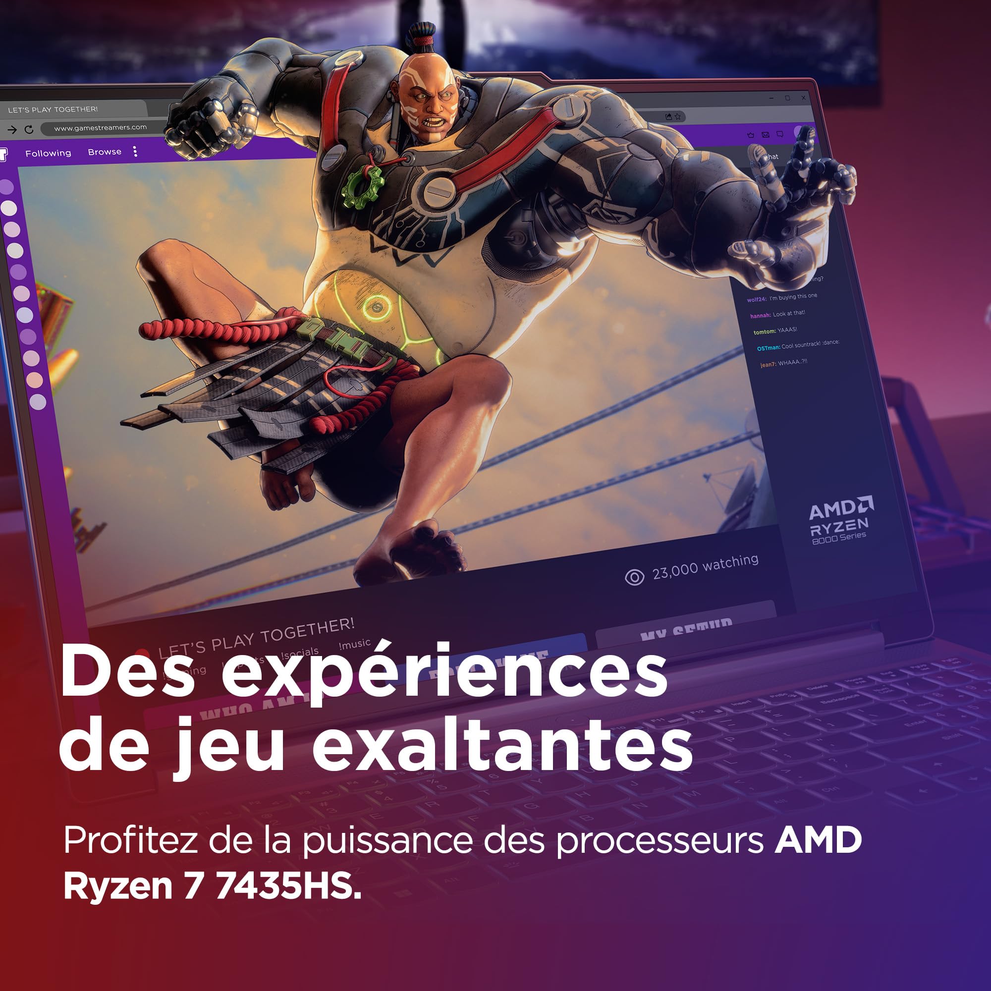 Lenovo Legion Slim 5 16ARP9 - Ordinateur Portable Gaming 16'' WQXGA 165Hz (AMD Ryzen 7 7435HS, RAM 16Go, SSD 512Go, NVIDIA RTX 4060 8Go, Windows 11 Home) Clavier rétroéclairé AZERTY - Gris