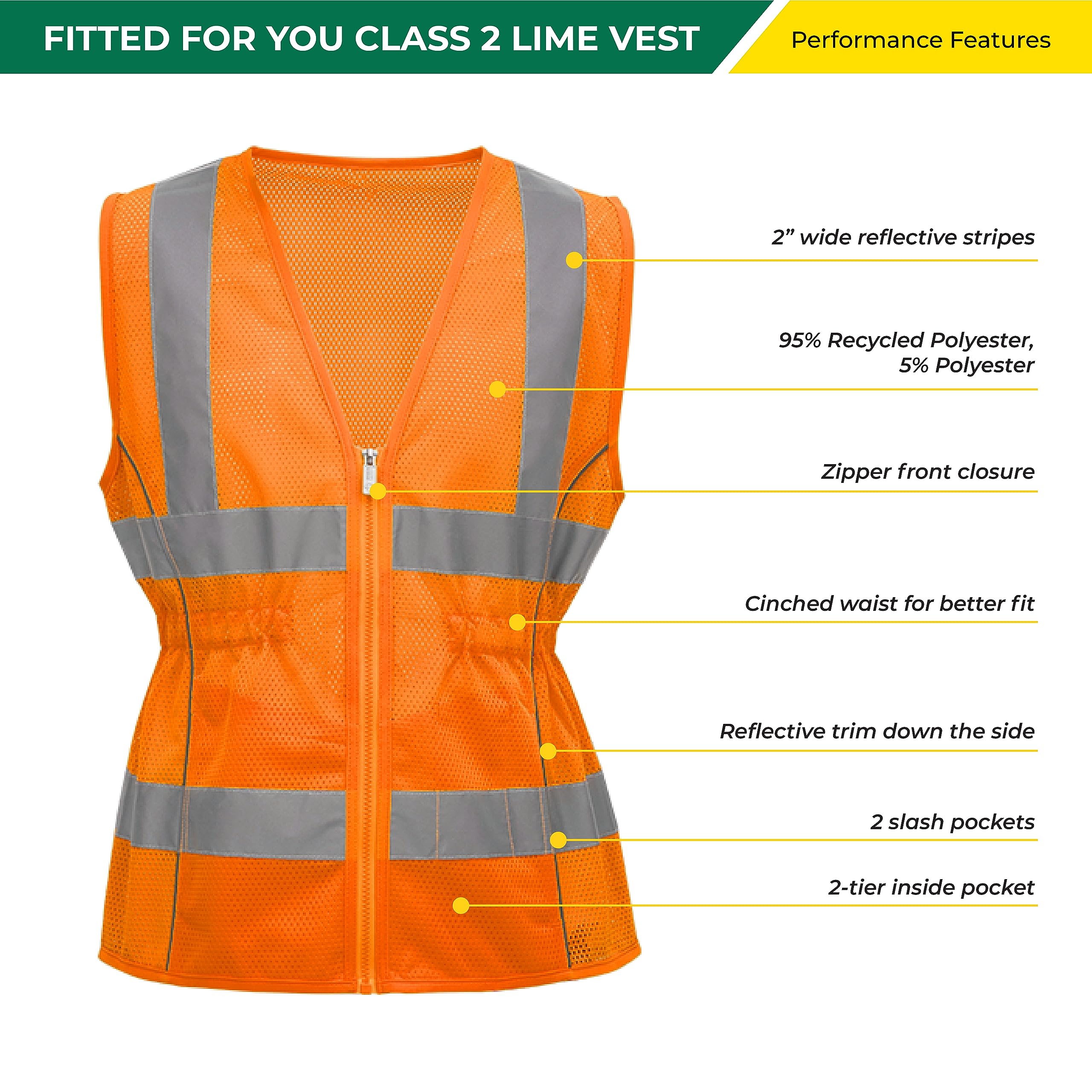 Shine Bright Gilet de sécurité haute visibilité avec sangles réfléchissantes et poches – Premium, doux, durable et respirant