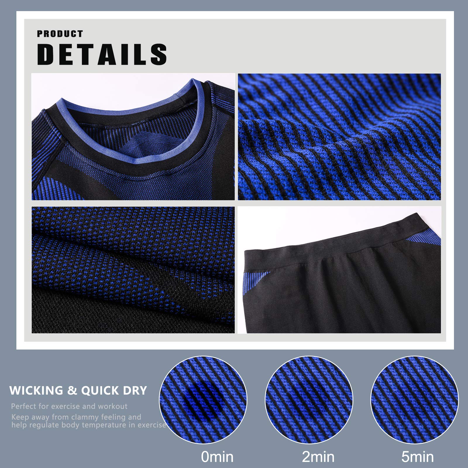MEETYOO Biancheria Intima Termica Uomo, Intimo Termico Invernale Maglia Termici Pantaloni Base Layer per Sci Corsa Ciclismo