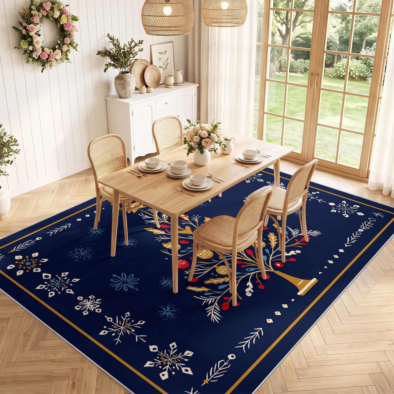 Folk Choinka, zmywalny, niski runo, 80 x 150 cm, do salonu