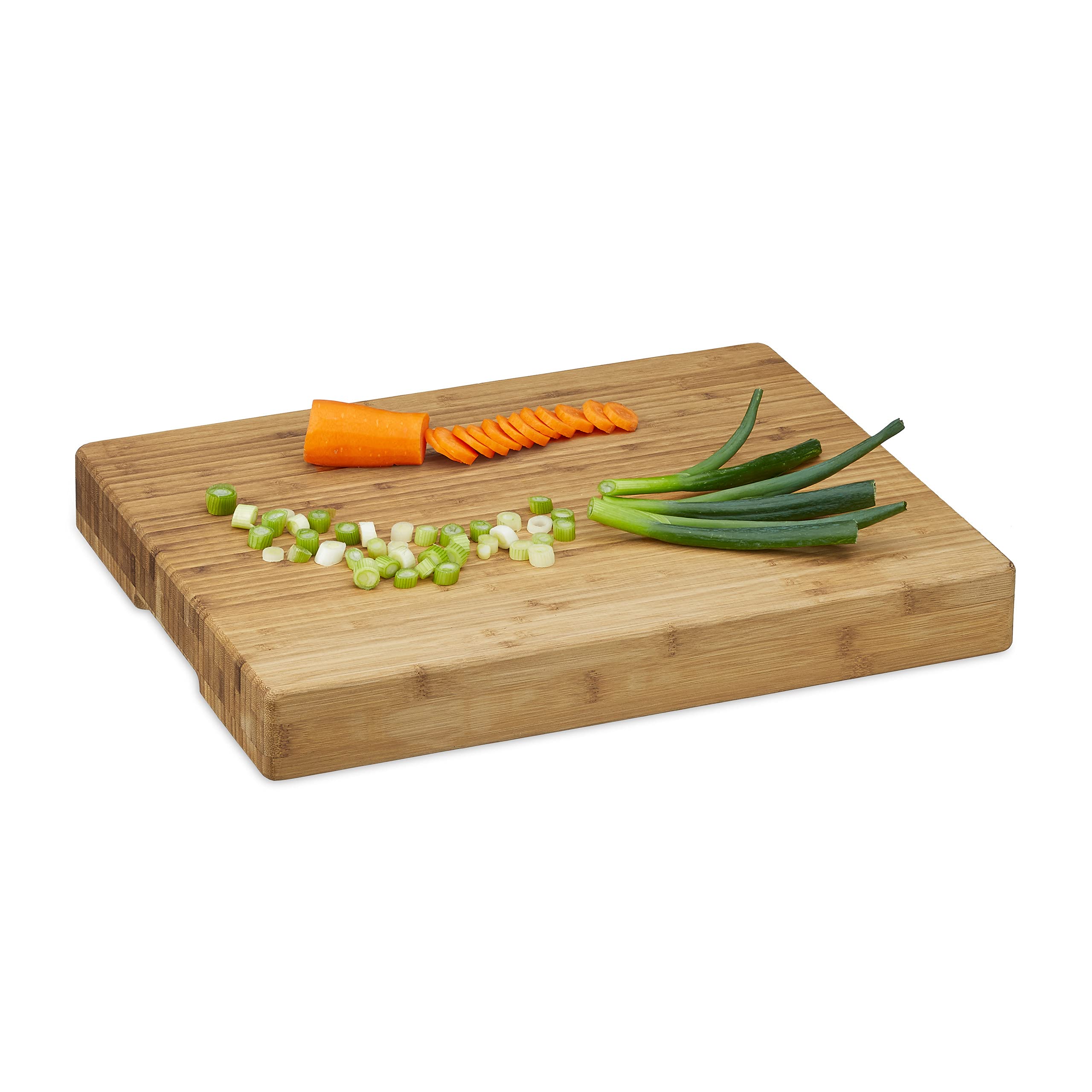 4 Tablas de Cortar Cocina, A Rayas, Fácil de Cuidar, Maciza, Bambú Aceitado, 5,5 x 45 x 35 cm, Marrón