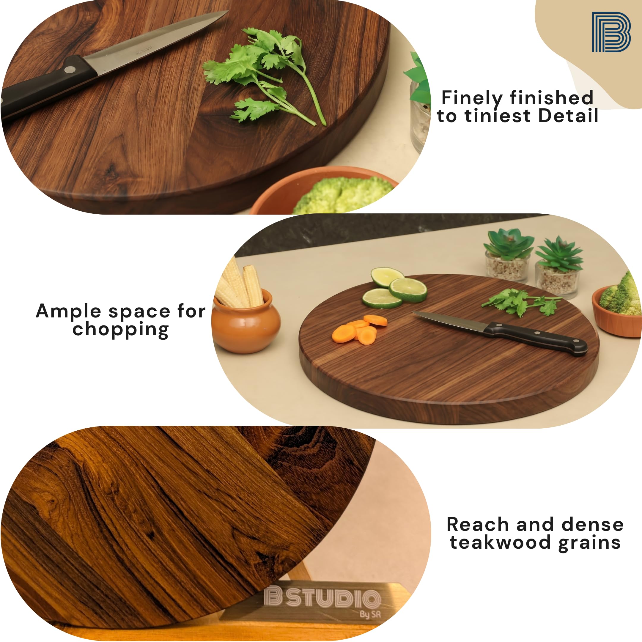 Teakwood Cutting Board - 11.5 Inch Round -3