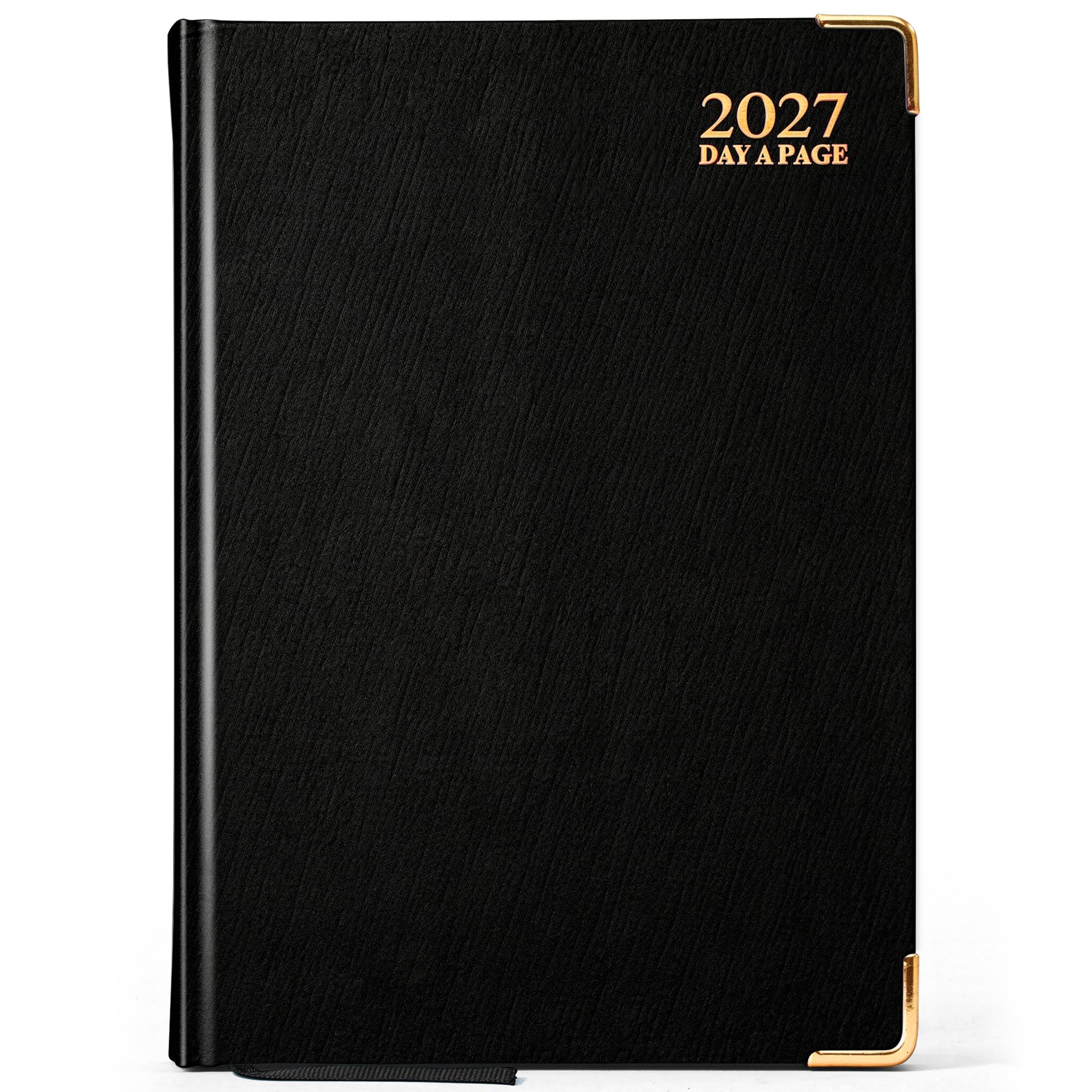 G4GADGET A4 2027 Day a Page Black Diary Gilt Edges Hardback