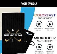 Vista 4 de Toalla de golf Best Mom by Par - Accesorios de golf para mujer - Regalos de golf para mujer - Toalla de golf divertida bordada