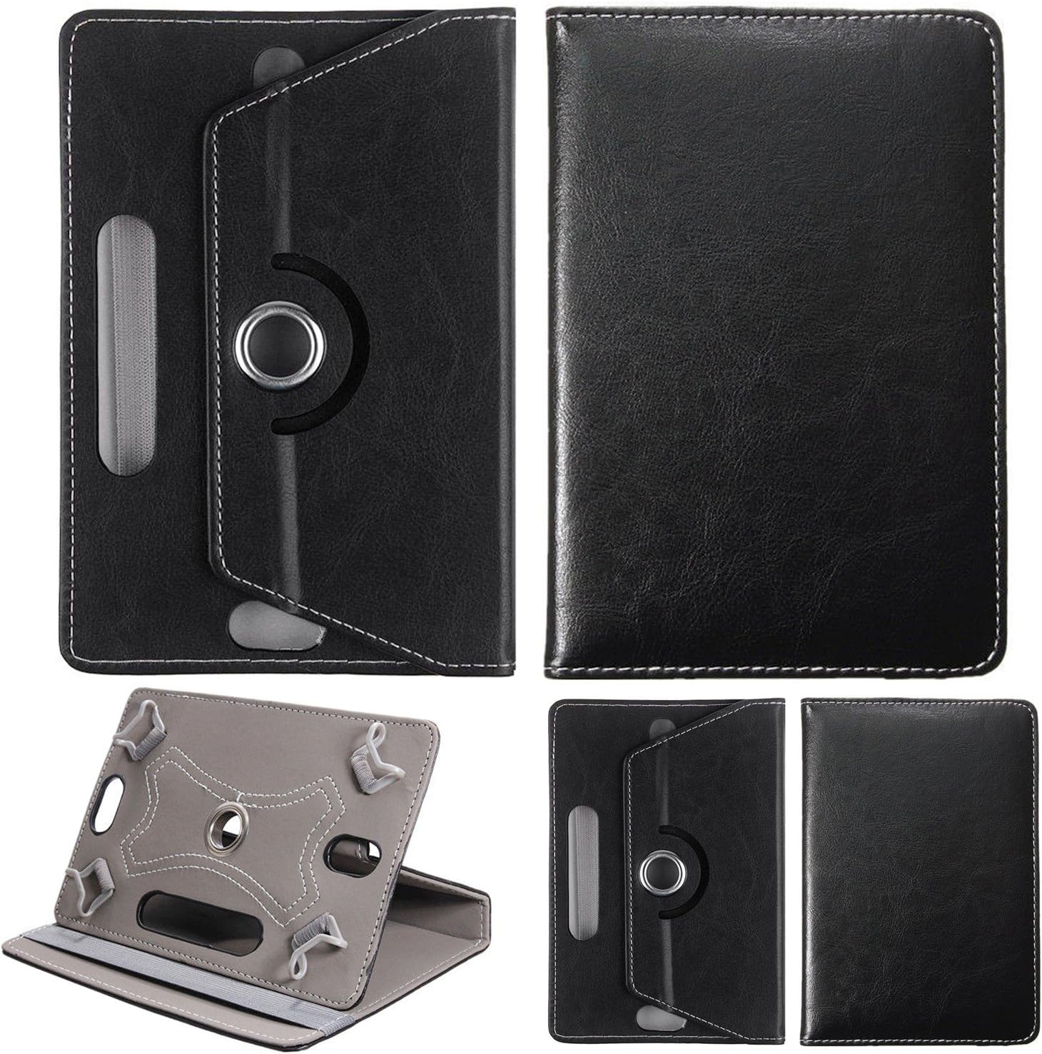 Universal 8.0 inch Tablet Case, Multi-Angle Stand Flip Printed Wallet Case Fits All 8.0" Inch Samsung, Lenovo, Acer, Huawei, Sony, Apple, Toshiba Android Tablets tab devices (Black)