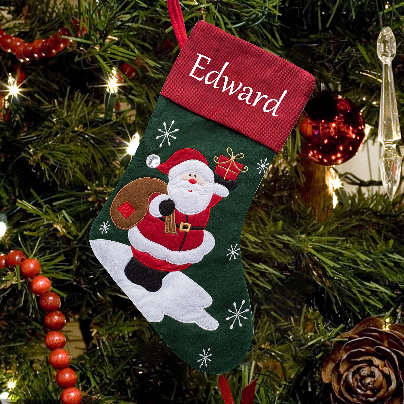 YanNanKe Christmas Stockings Personalized Name, Custom Christmas Stockings Name Tags, Xmas Stockings Family Decorations(1 Pack)